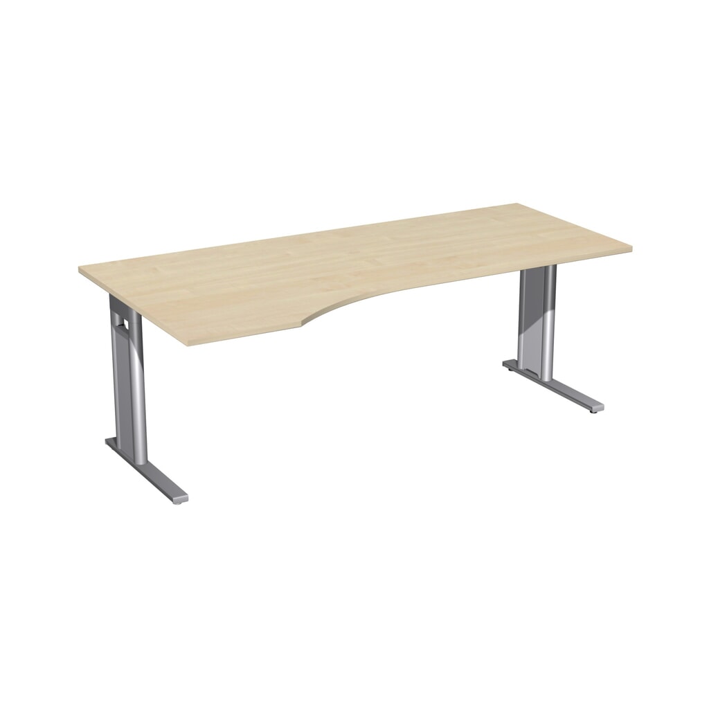 Imagen del producto: Escritorio de oficina profesional Geramöbel, bastidor en C, tablero de mesa en forma de PC a la izquierda, AxP 2000 x 1000 mm, arce