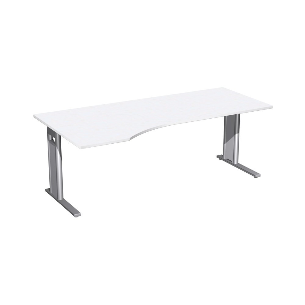 Imagen del producto: Mesa de trabajo PC profesional, bastidor|chasis de pie en C, forma de PC izquierda, ancho An x F 2.000 x 1.000 mm, blanco