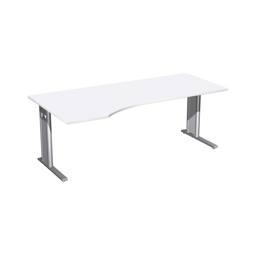 Imagen del producto: Escritorio de oficina profesional Geramöbel, bastidor en C, tablero de mesa en forma de PC a la izquierda, AxP 2000 x 1000 mm, blanco