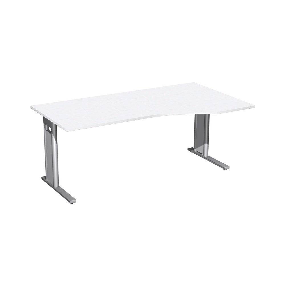 Imagen del producto: Mesa de trabajo profesional PC, bastidor|chasis de pie C, forma de PC derecha, ancho An x F 1.800 x 1.000 mm, blanco