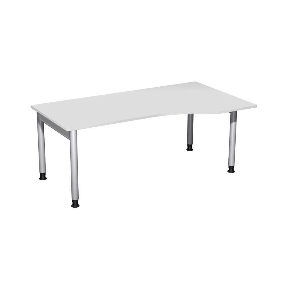 Imagen del producto: Mesa de trabajo profesional para PC, 4 pies, altura ajustable, forma de PC derecha, ancho x 1800 x 1000 mm, color gris claro