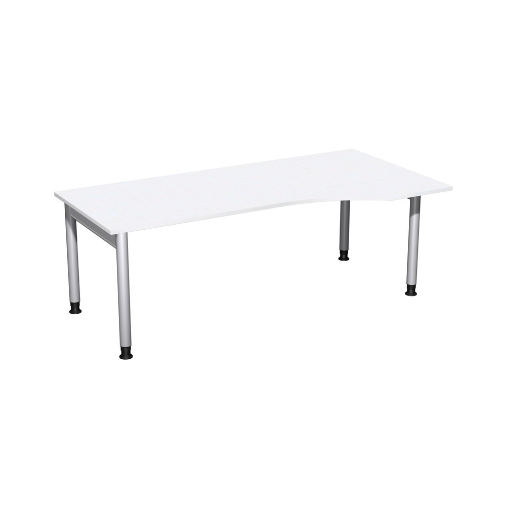 Imagen del producto: Mesa de trabajo profesional para PC, bastidor|chasis de 4 base|pie, altura ajustable, forma PC derecha, ancho x 2000 x 1000 mm, blanco