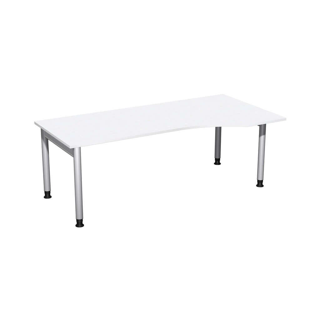 Escritorio profesional geramöbel manualmente ajustable en altura, estructura de 4 bases, tablero de mesa en forma de PC a la derecha, 2.000 x 1.000 mm (ancho x fondo), blanco Imagen del producto: Escritorio profesional geramöbel manualmente ajustable en altura, estructura de 4 bases, tablero de mesa en forma de PC a la derecha, 2.000 x 1.000 mm (ancho x fondo), blanco