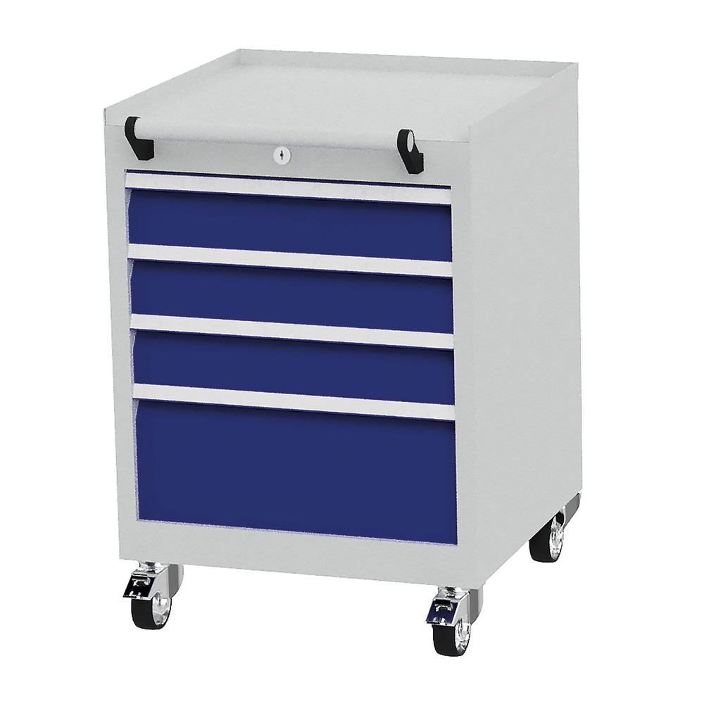 Número de imagen del producto 1: Módulo con ruedas Bedrunka+Hirth con capacidad de carga por estante de 50 kg completamente extraíbles, H x A x F 805 x 530 x 500 mm, azul genciana
