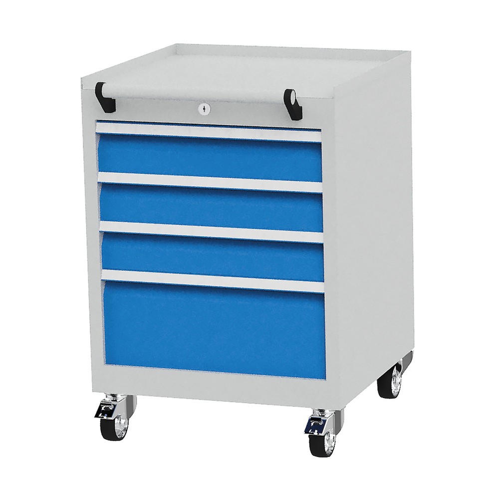 Número de imagen del producto 1: Módulo con ruedas Bedrunka+Hirth con capacidad de carga por estante de 50 kg completamente extraíbles, H x A x F 805 x 530 x 500 mm, azul luminoso