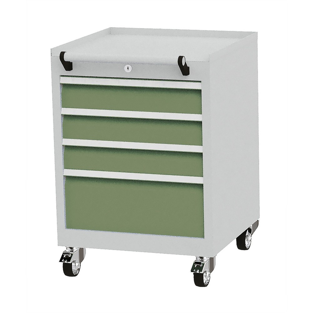 Número de imagen del producto 1: Módulo con ruedas Bedrunka+Hirth con capacidad de carga por estante de 50 kg completamente extraíbles, H x A x F 805 x 530 x 500 mm, verde reseda