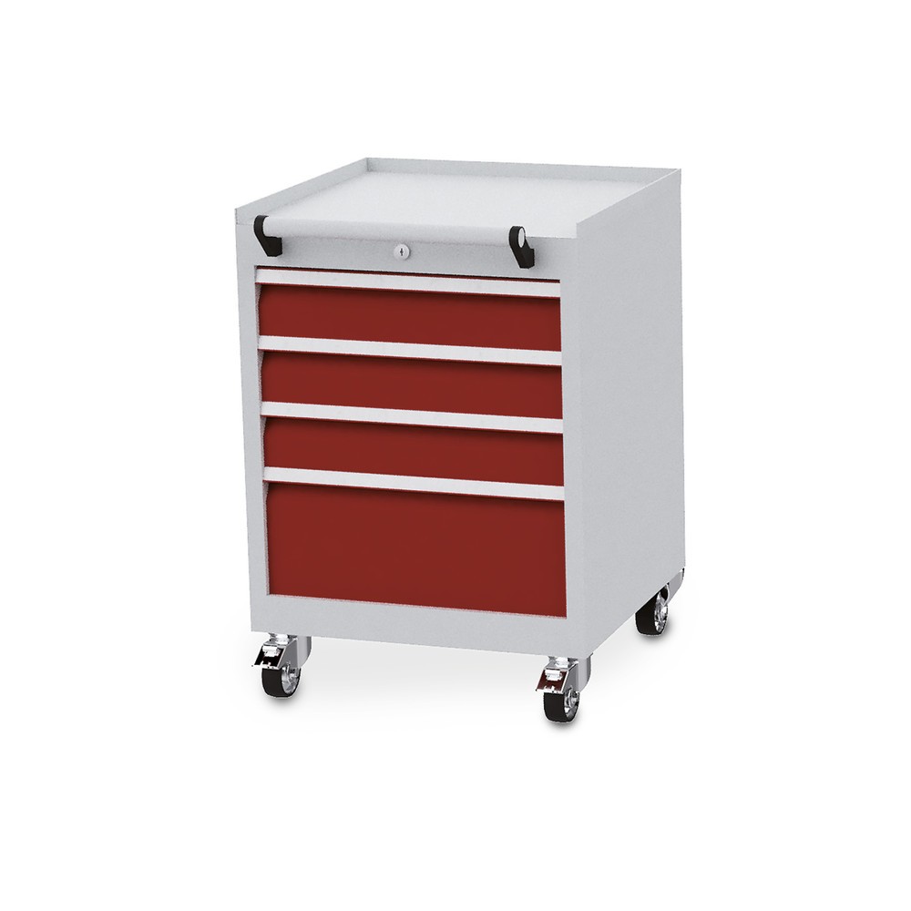 Número de imagen del producto 1: Módulo con ruedas Bedrunka+Hirth con capacidad de carga por estante de 50 kg completamente extraíbles, H x A x F 805 x 530 x 500 mm, rojo rubí