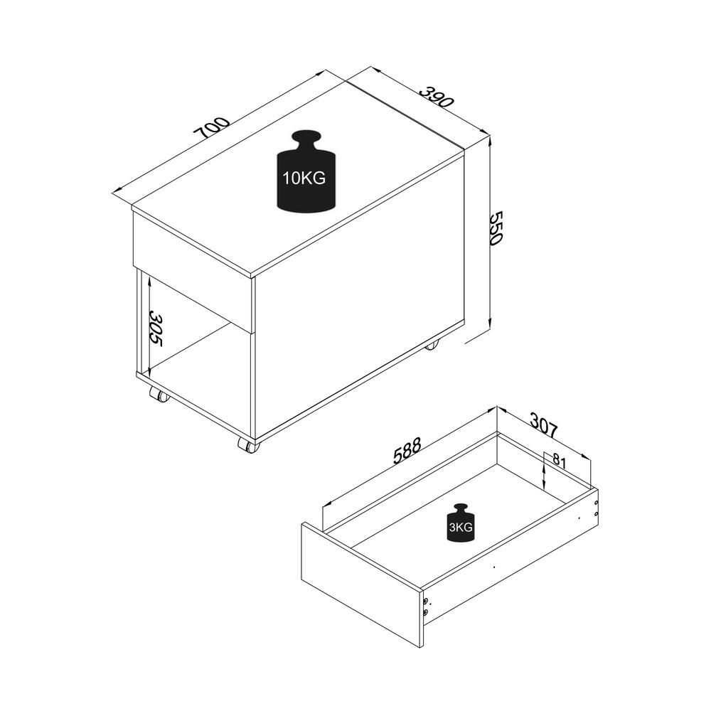 Número de imagen del producto 2: Módulo con ruedas VCM Dalosa 70 1-SB, antracita