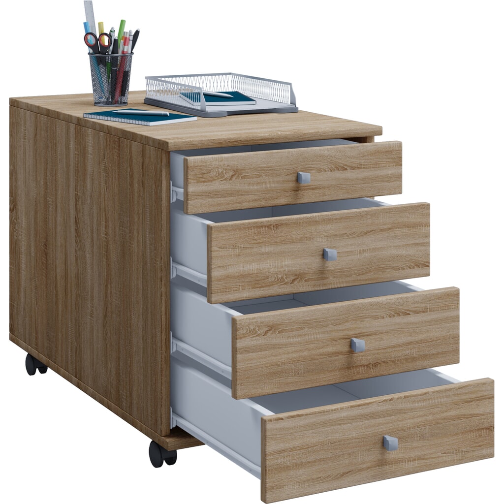 Número de imagen del producto 1: Lona - módulo con ruedas los H x An x F, 570 x 420 x 750 mm), color roble