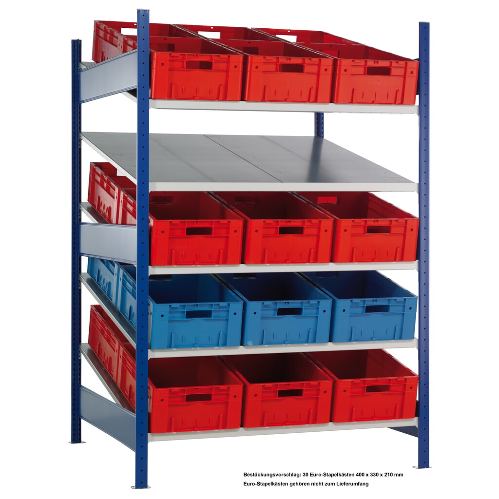 Estantería con baldas inclinadas SCHULTE, módulo inicial MULTIplus 150, 2000 x 1300 x 1200 mm Imagen del producto: Estantería con baldas inclinadas SCHULTE, módulo inicial MULTIplus 150, 2000 x 1300 x 1200 mm