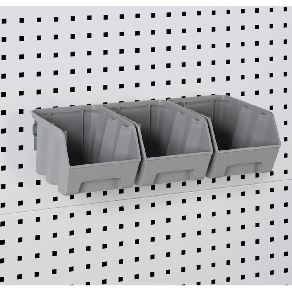 Número de imagen del producto 4: Armario de taller Fami PERFOM, 3 cajones, paneles perforados, caja de almacenamiento con frente abierto, 2.000 x 1.023 x 726 mm (alto x ancho x fondo), azul claro