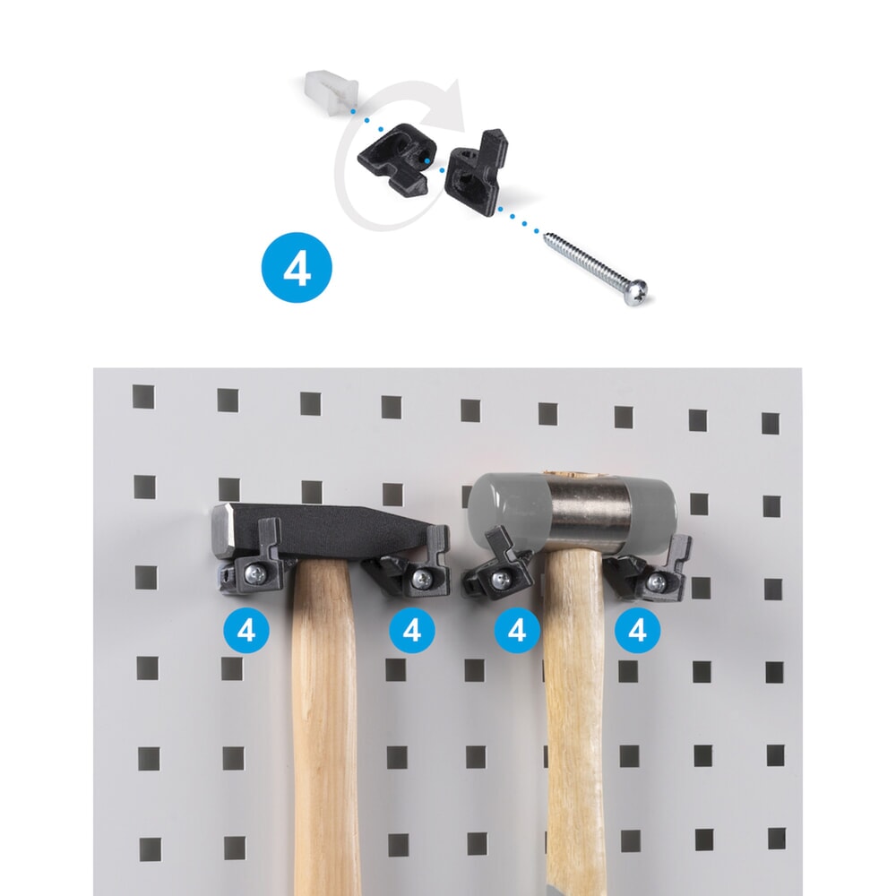 Número de imagen del producto 6: Armario de taller Fami PERFOM, 3 cajones, paneles perforados, caja de almacenamiento con frente abierto, 2.000 x 1.023 x 726 mm (alto x ancho x fondo), azul claro