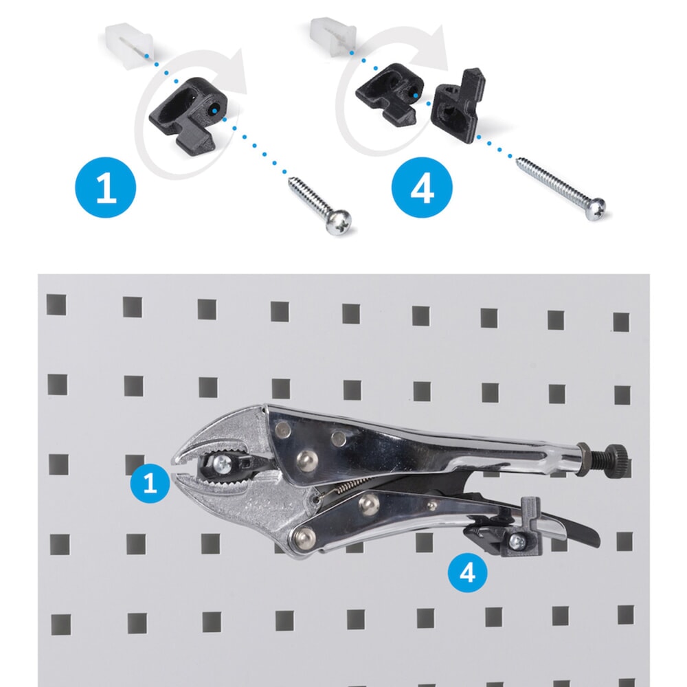 Número de imagen del producto 12: Armario de taller Fami PERFOM, 3 cajones, paneles perforados, caja de almacenamiento con frente abierto, 2.000 x 1.023 x 726 mm (alto x ancho x fondo), azul claro
