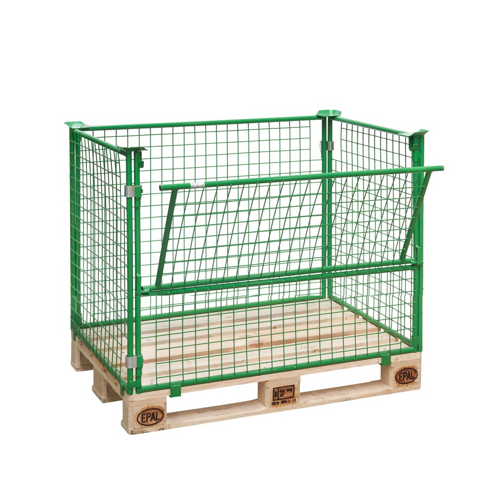 Imagen del producto: Palet jaula BASIC con tapa, ancho de malla 50 x 50 mm, HxAxF 800 x 1.200 x 800 mm, verde mayo