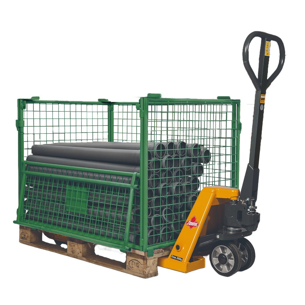 Número de imagen del producto 2: Palet jaula BASIC con tapa, ancho de malla 50 x 50 mm, HxAxF 800 x 1.200 x 800 mm, verde mayo