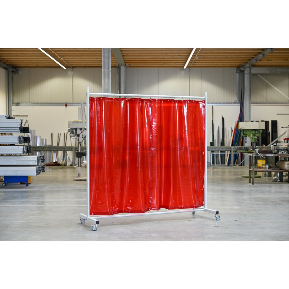 Número de imagen del producto 2: Pantalla de protección móvil con brazos articulados según ISO EN 25980 (EN 1598), 1 piezas, toldo 0,4 mm, rojo/transparente