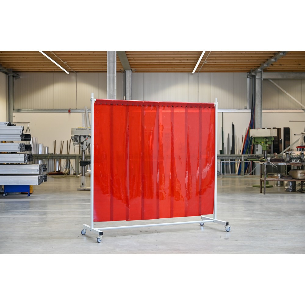 Número de imagen del producto 2: Pantalla de protección móvil con brazos articulados según ISO EN 25980 (EN 1598), 1 piezas, láminas 2 mm, rojo/transparente