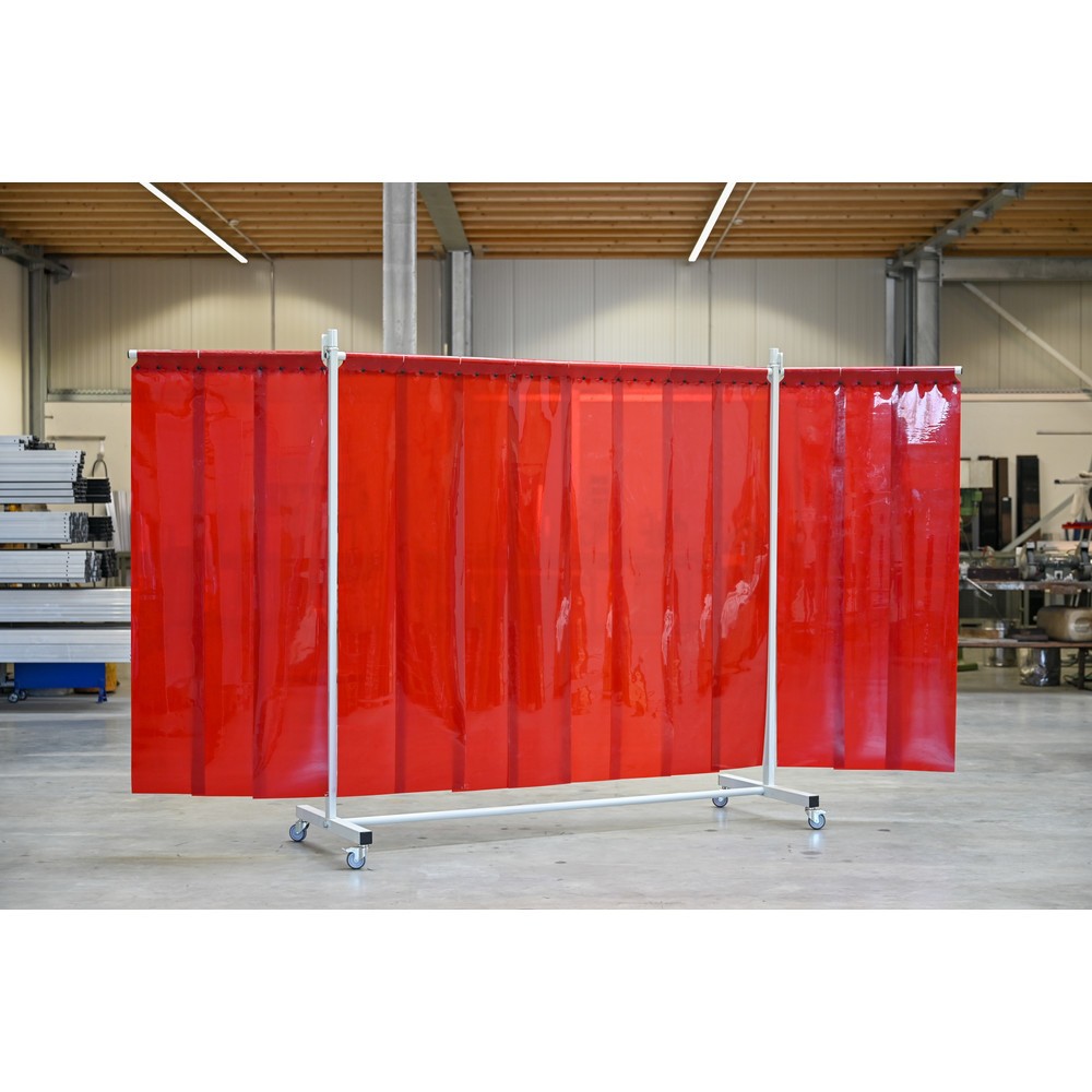 Número de imagen del producto 2: Pantalla de protección móvil con brazos articulados según ISO EN 25980 (EN 1598), 3 piezas, láminas 2 mm, rojo/transparente