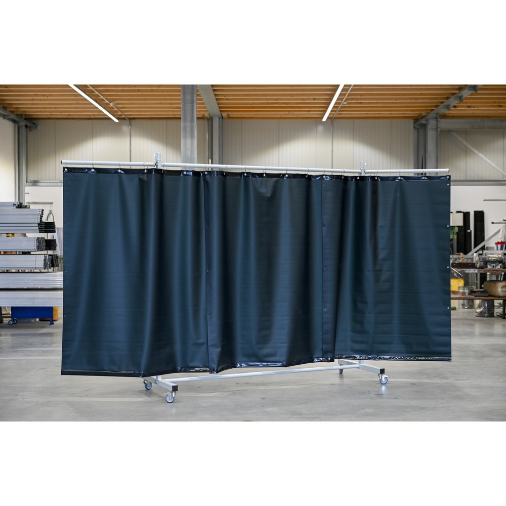 Número de imagen del producto 2: Pantalla de protección móvil con brazos articulados según ISO EN 25980 (EN 1598), 3 piezas, toldo 0,4 mm, verde oscuro/mate