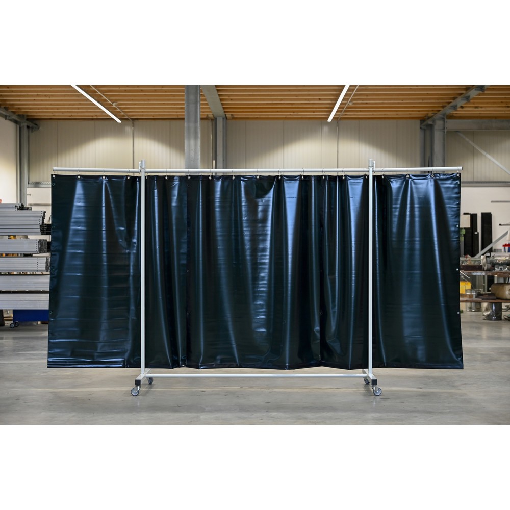 Número de imagen del producto 3: Pantalla de protección móvil con brazos articulados según ISO EN 25980 (EN 1598), 3 piezas, toldo 0,4 mm, verde oscuro/mate