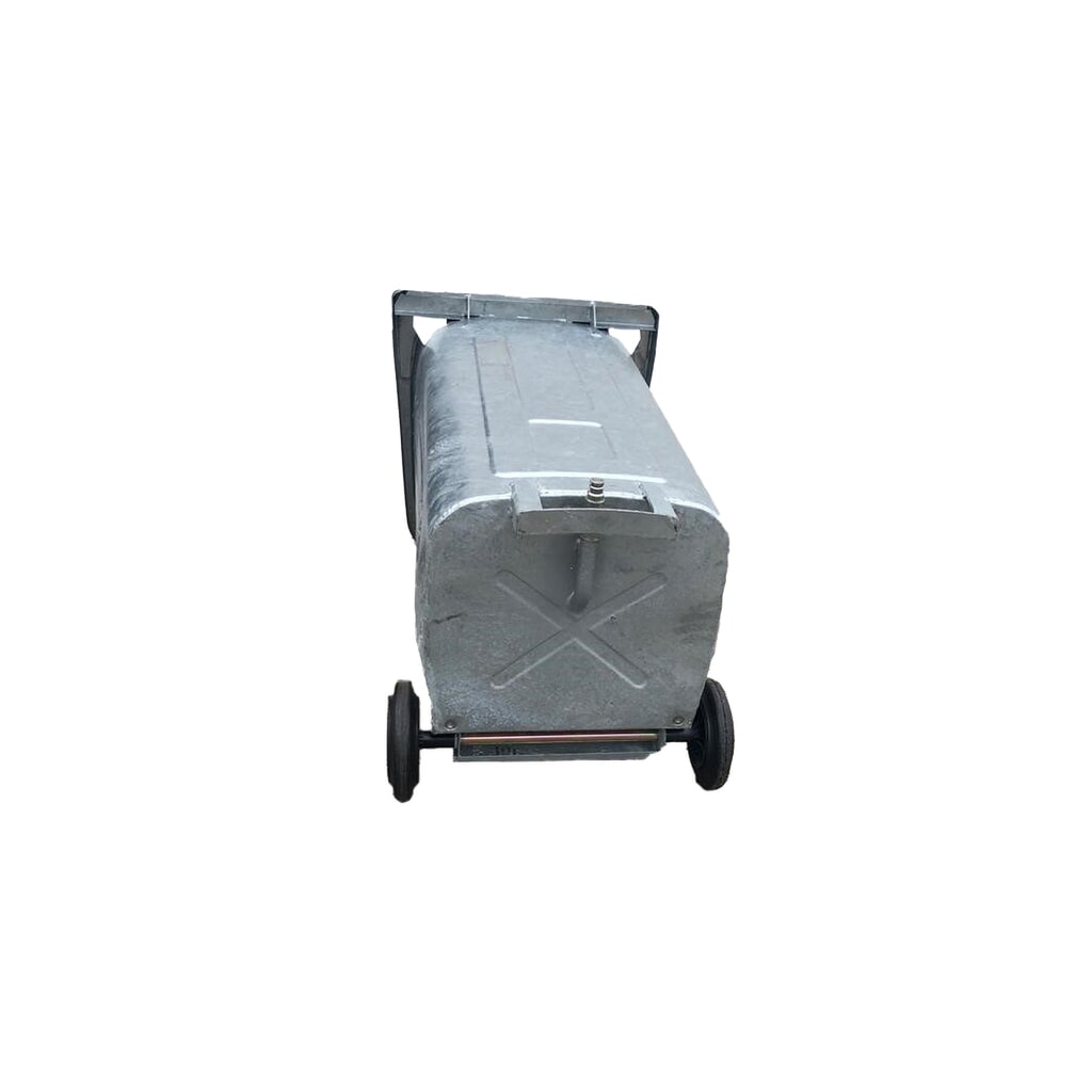 Cubo de basura de chapa de acero galvanizado en caliente de 240 litros con rodillos y colector de drenaje de aceite Número de imagen del producto 2: Cubo de basura de chapa de acero galvanizado en caliente de 240 litros con rodillos y colector de drenaje de aceite
