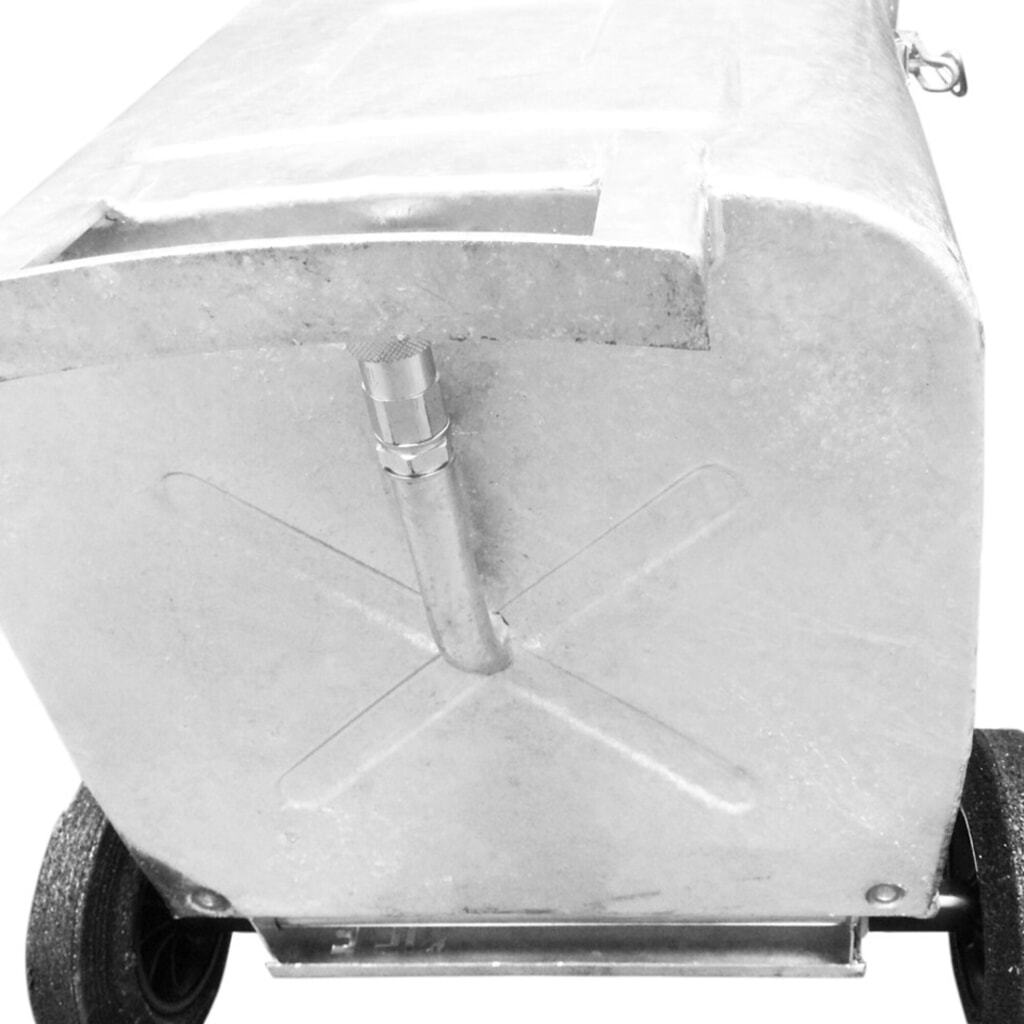 Cubo de basura de chapa de acero galvanizado en caliente de 240 litros con rodillos y colector de drenaje de aceite Número de imagen del producto 3: Cubo de basura de chapa de acero galvanizado en caliente de 240 litros con rodillos y colector de drenaje de aceite