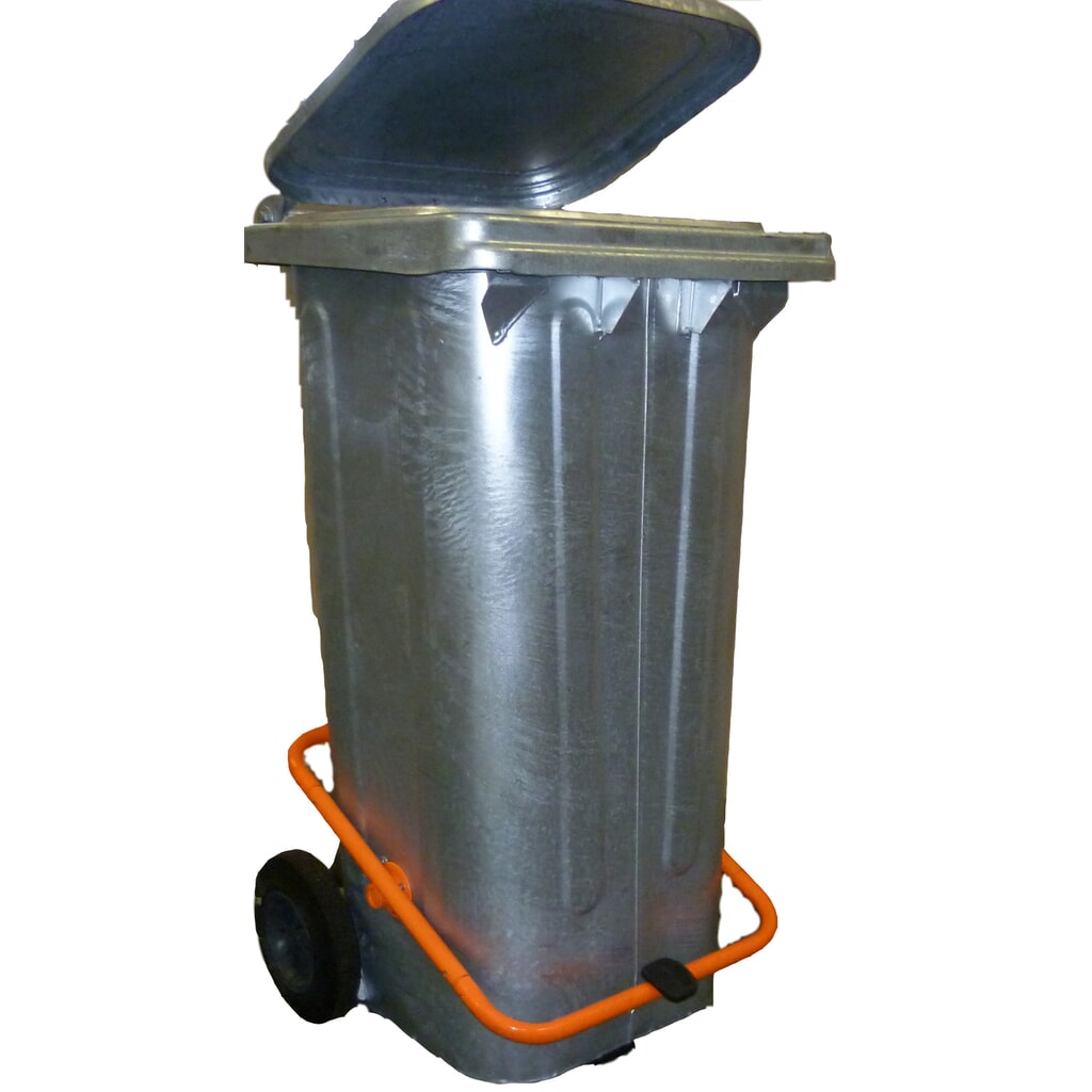 Cubo de basura de chapa de acero galvanizado en caliente de 120 litros con ruedas y pedal Número de imagen del producto 3: Cubo de basura de chapa de acero galvanizado en caliente de 120 litros con ruedas y pedal