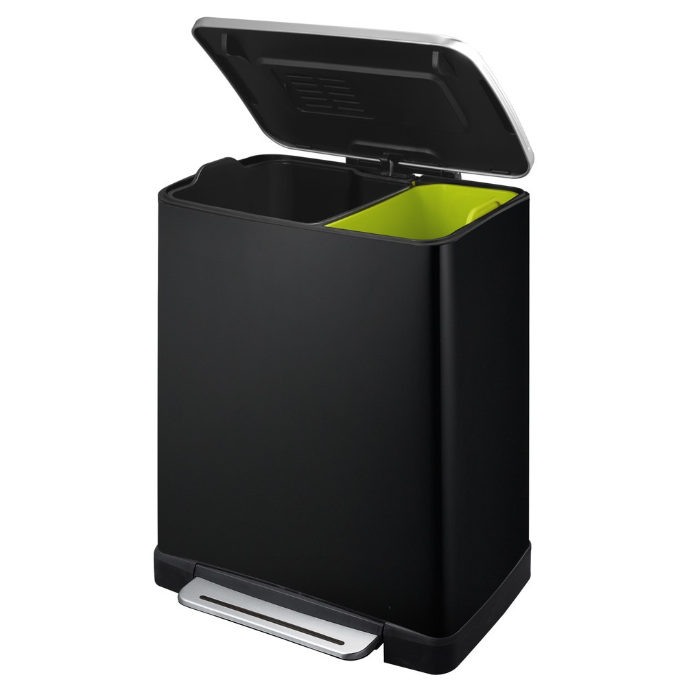 Número de imagen del producto 3: Cubo de cubo de residuos con pedal de reciclaje de acero inoxidable, 10 + 9 litros, color negro mate