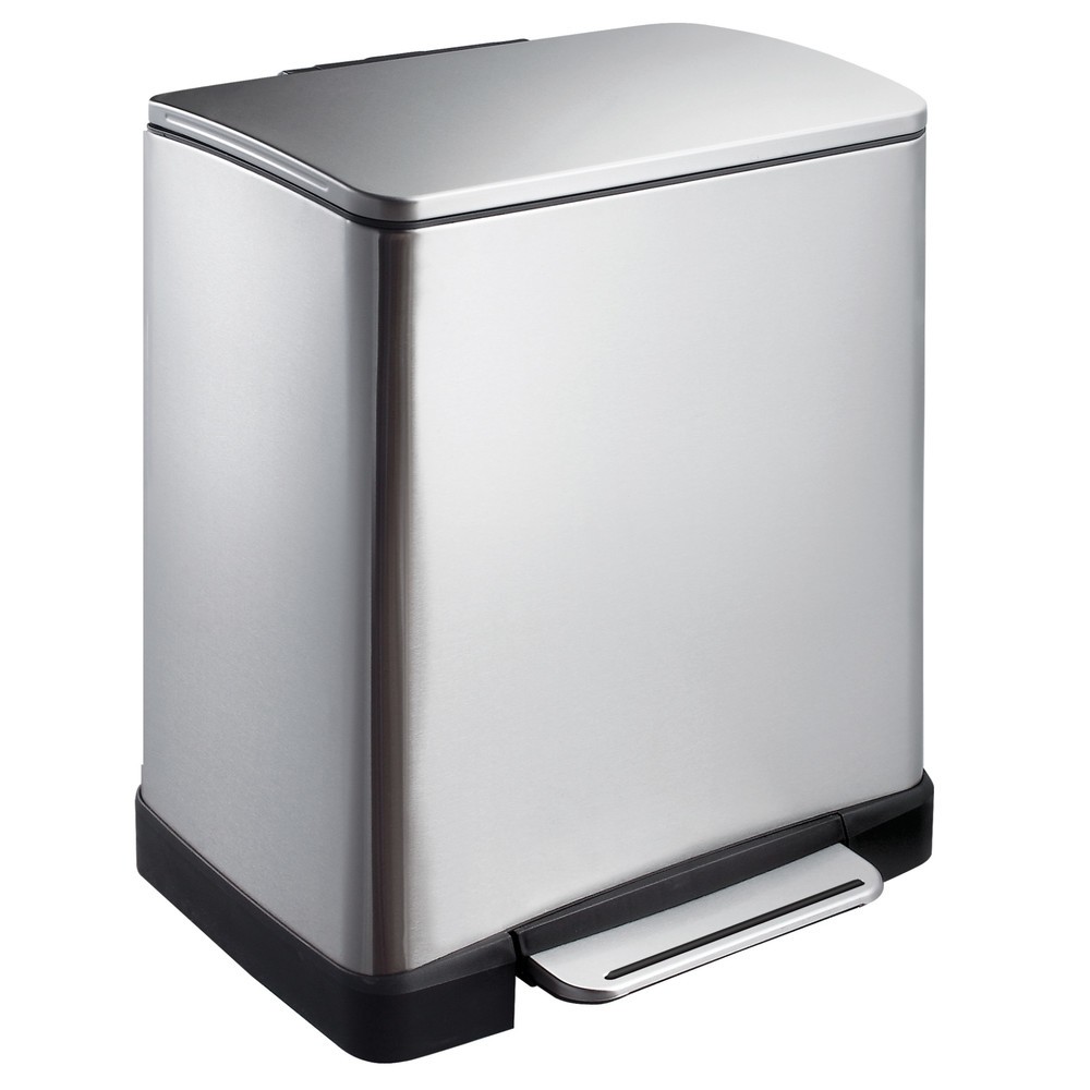 Imagen del producto: Cubo de cubo de residuos con pedal de reciclaje de acero inoxidable, 10 + 9 litros, mate