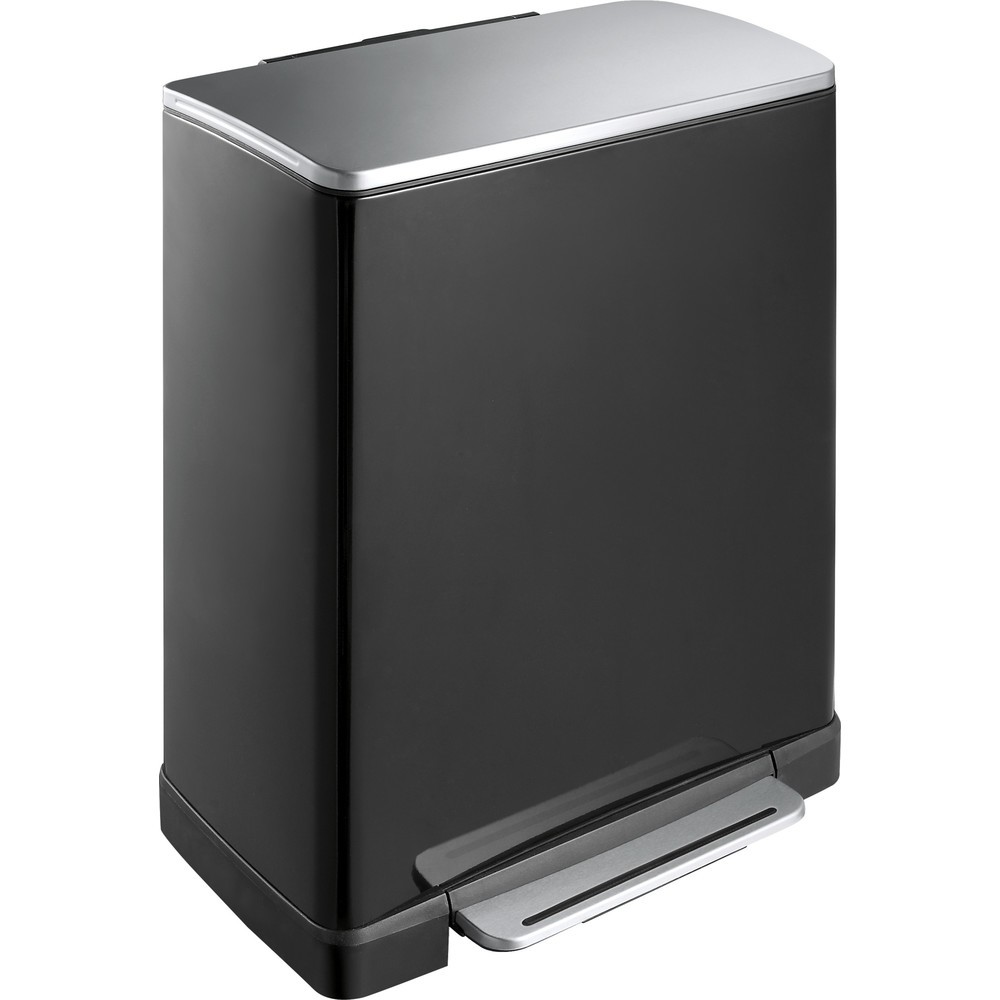 Número de imagen del producto 1: Papelera de reciclaje con pedal de acero inoxidable, 28+, 18 litros, color negro mate
