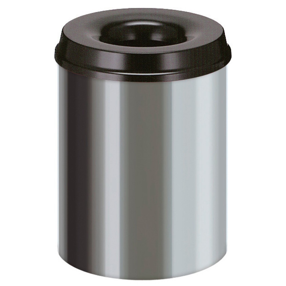 Imagen del producto: Cubo de residuos de seguridad autoextinguible, acero inoxidable, 15 litros, negro