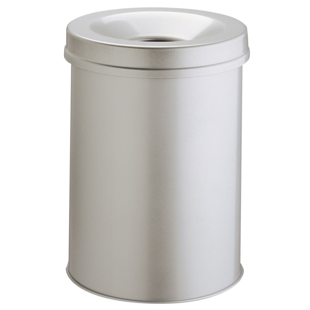 Imagen del producto: Papelera Durable de acero, 15 litros, con cabezal apagallamas, gris