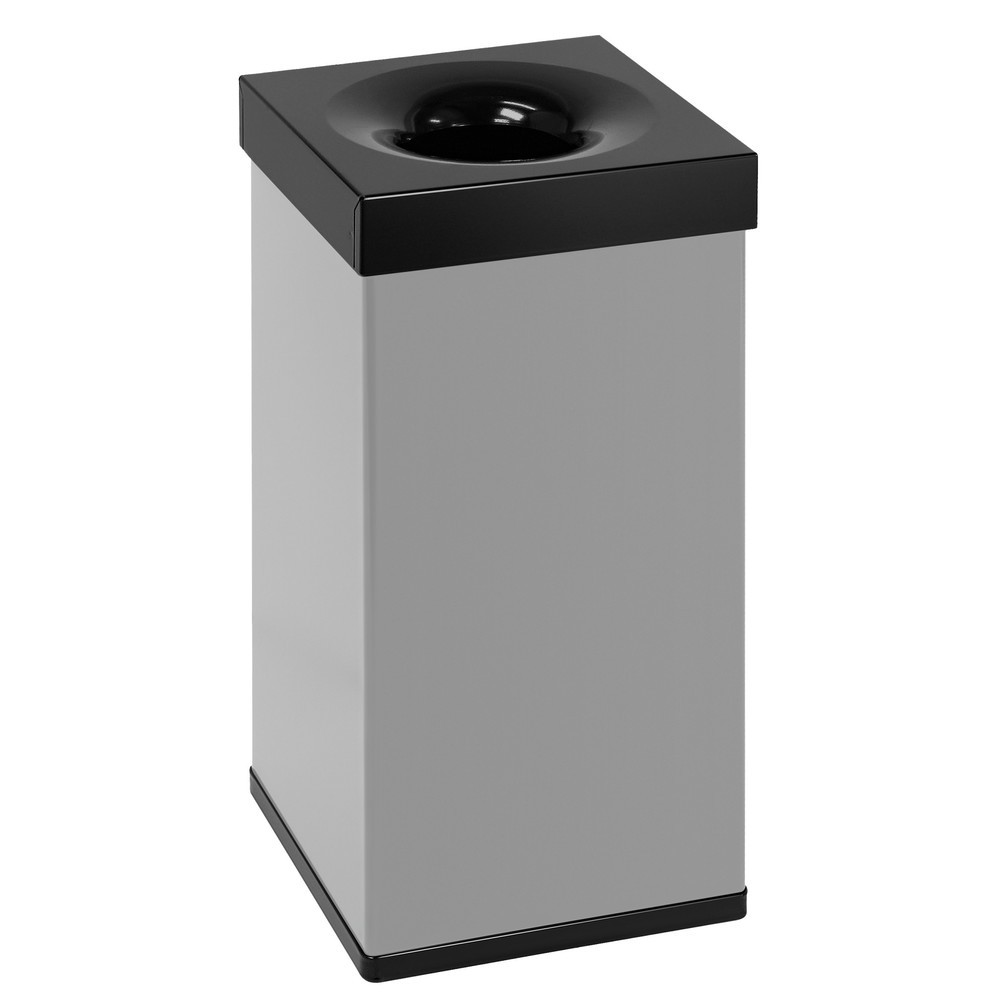 Imagen del producto: Papelera CARRO Flame ignífuga, 55 litros, de aluminio, gris, negra
