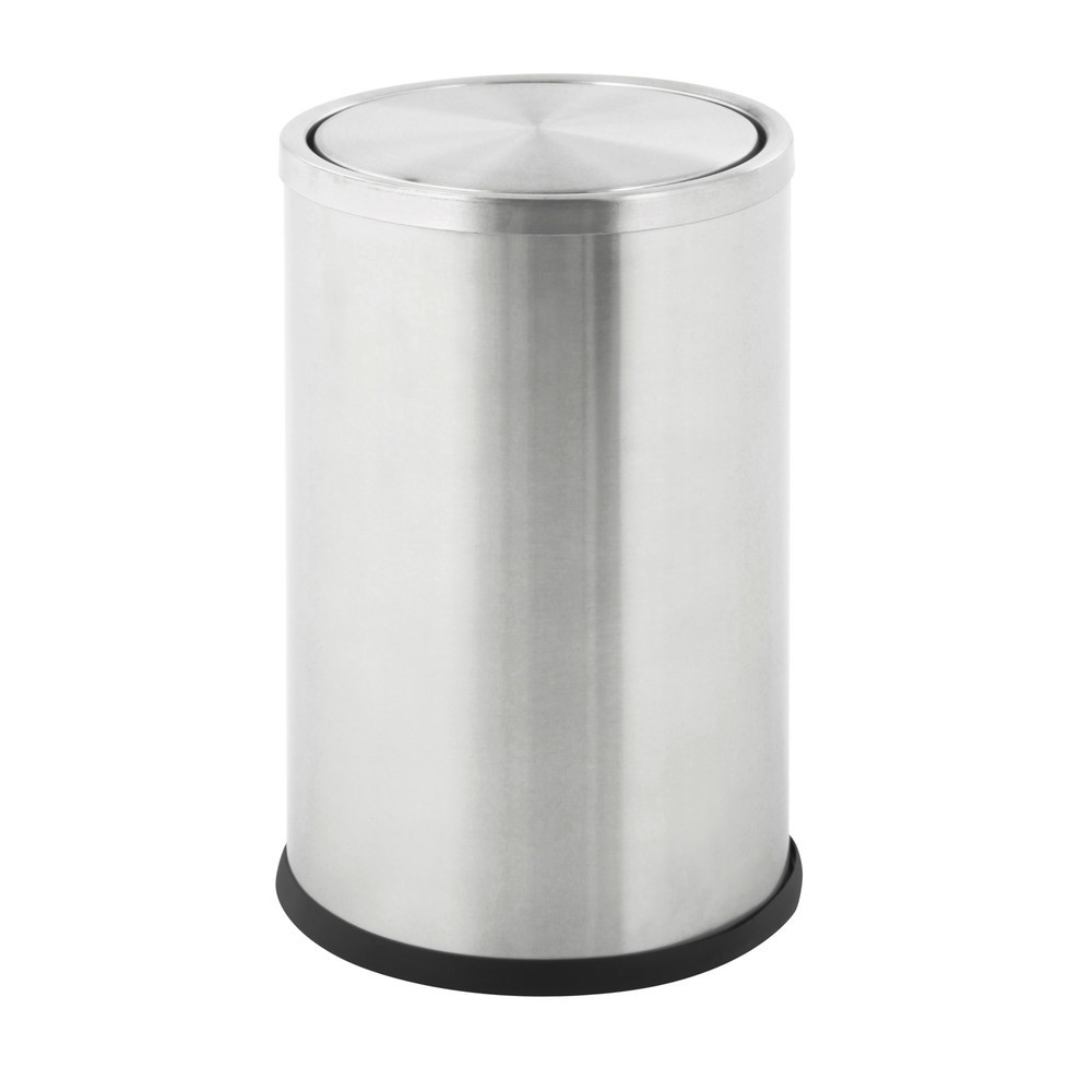 Imagen del producto: Papelera abatible, con tapa abatible, 10 litros, acero inoxidable satinado