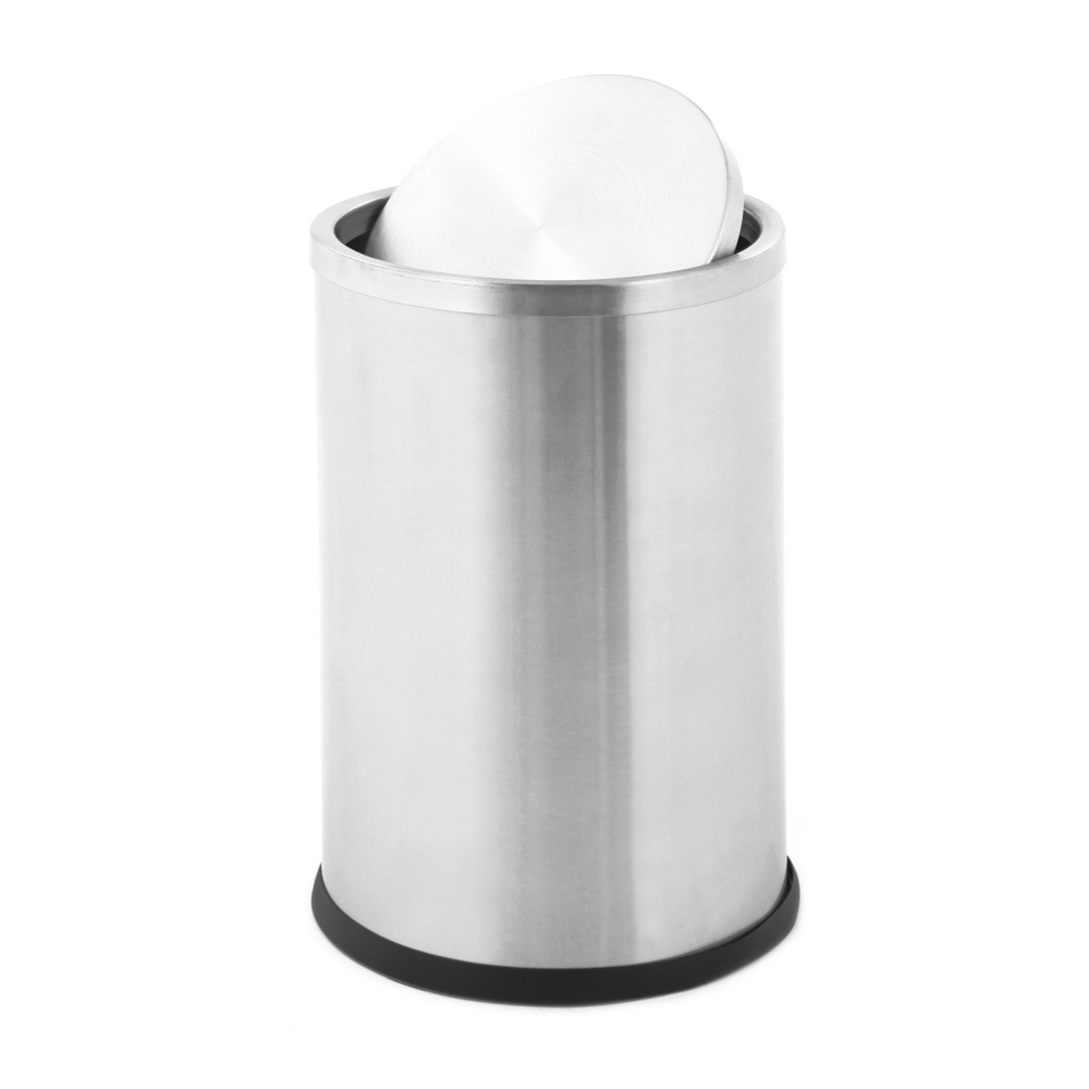 Número de imagen del producto 2: Papelera abatible, con tapa abatible, 10 litros, acero inoxidable satinado