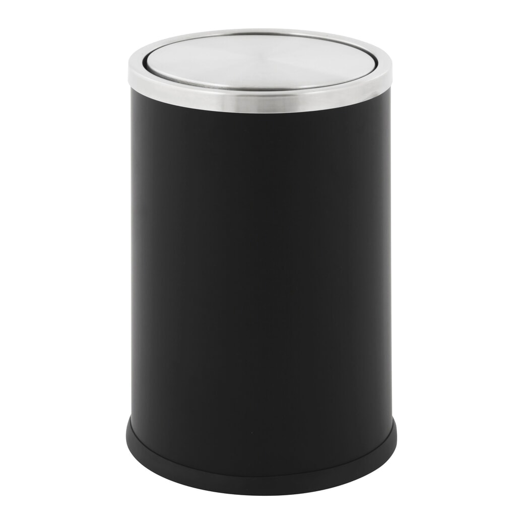 Número de imagen del producto 1: Papelera abatible, con tapa abatible, 10 litros, negra