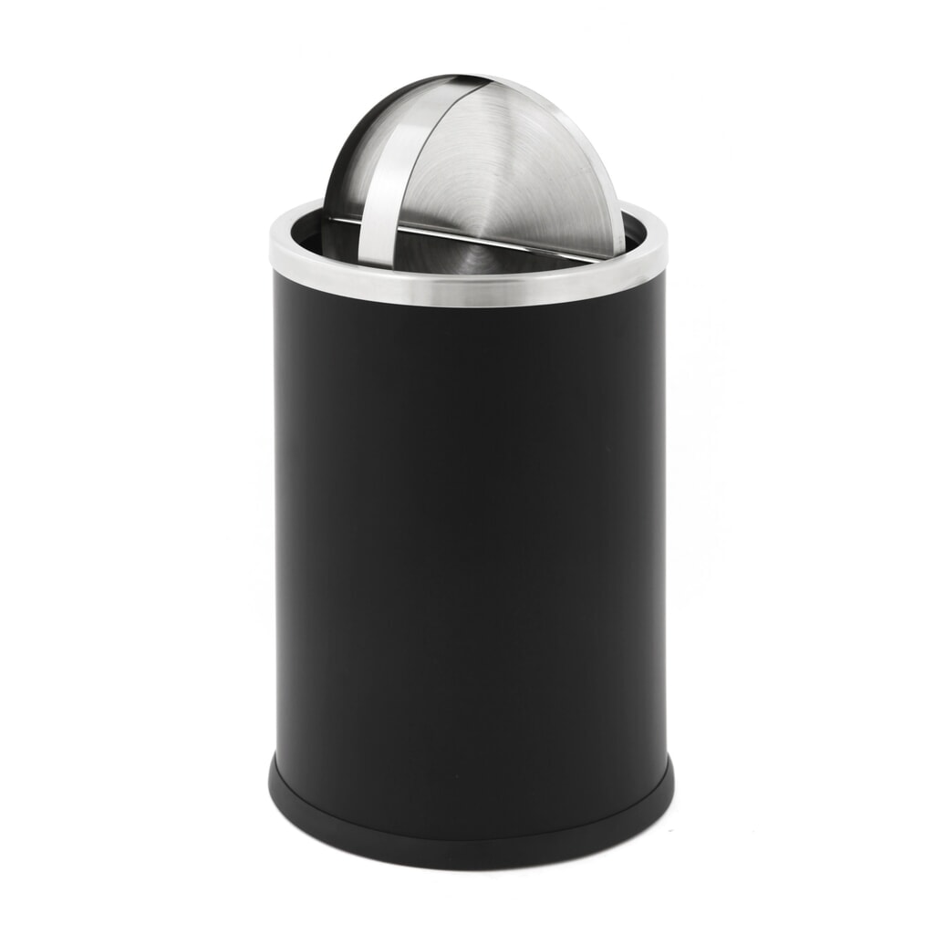 Papelera abatible, con tapa abatible, 10 litros, negra Número de imagen del producto 3: Papelera abatible, con tapa abatible, 10 litros, negra