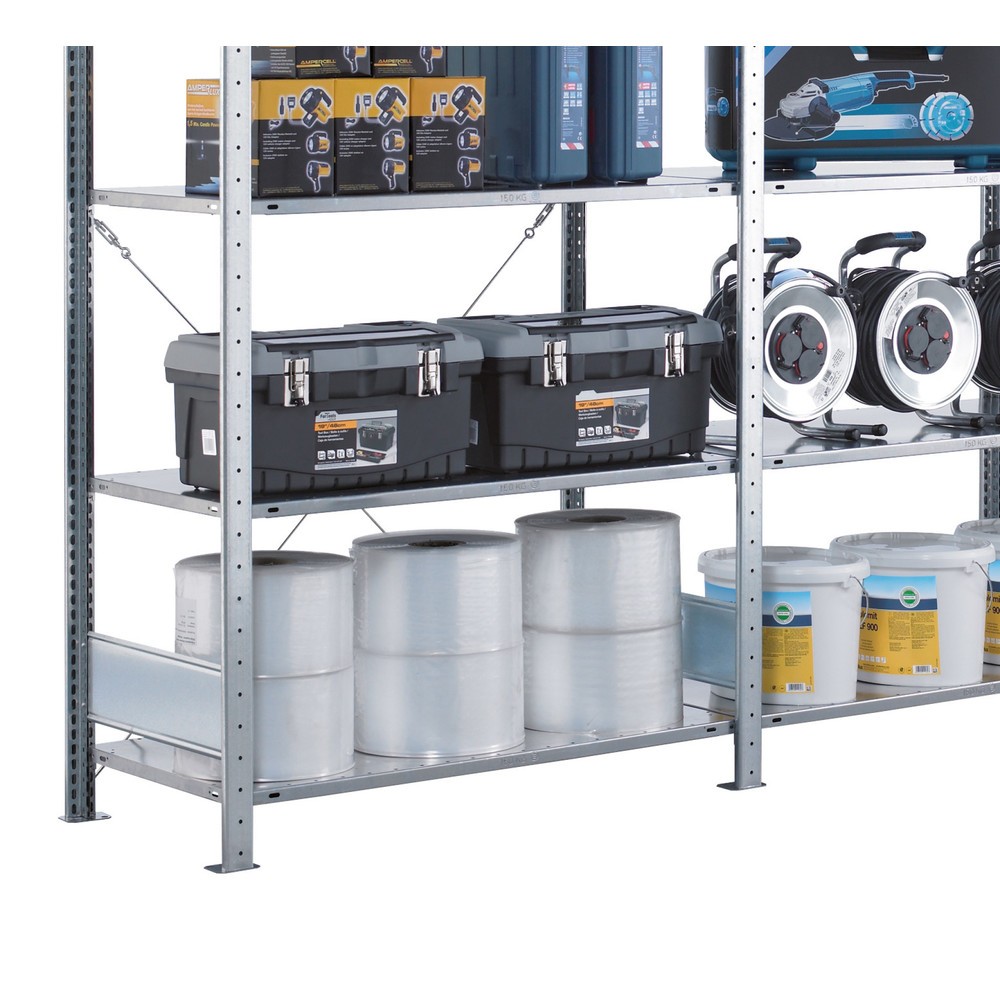 Número de imagen del producto 3: Paquete completo de estantería de cargas pequeñas SCHULTE galvanizada con 15 estantes de chapa de acero, carga por estante 150 kg, HxAxF 2.000 x 3.072 x 536 mm