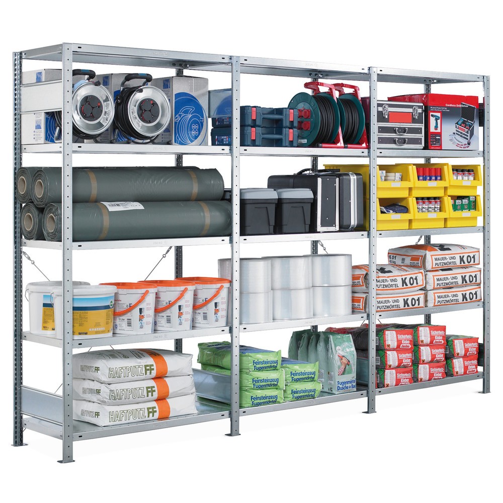 Imagen del producto: Paquete completo de estantería de cargas pequeñas SCHULTE con sistema de encajado, carga por estante 250 kg, HxAxF 2.000 x 3.000 x 400 mm
