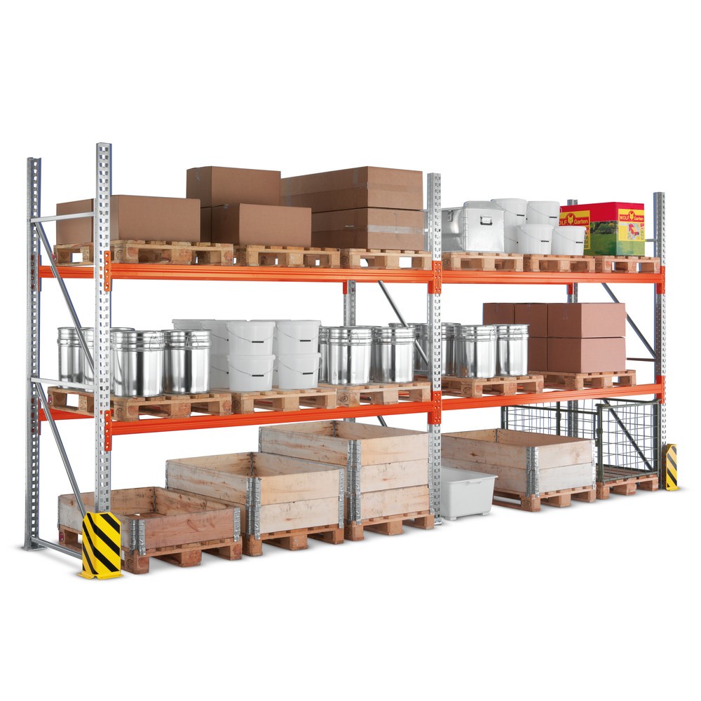 Imagen del producto: Paquete completo estantería de paletización META MULTIPAL, carga por estante 3.000 kg, H x An x Fo 2.700 x 5.655 x 1.100 mm