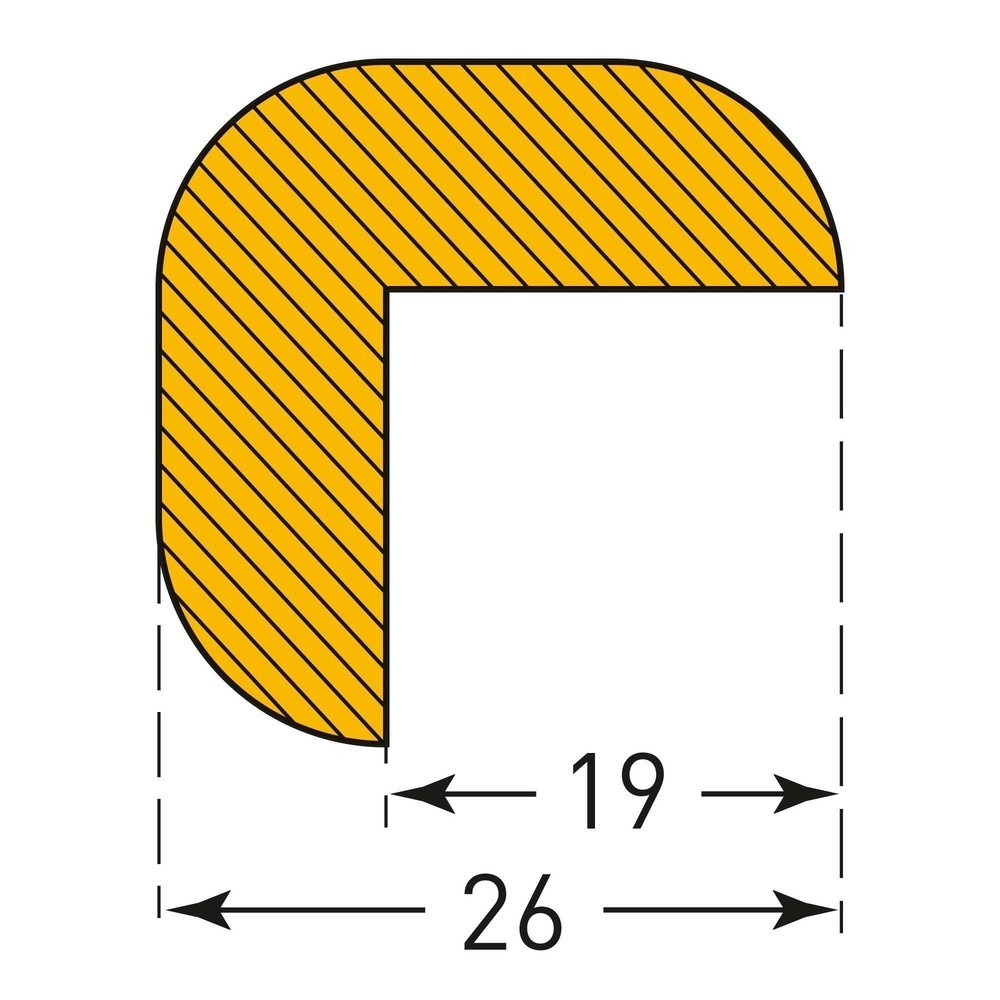 Número de imagen del producto 3: Parachoques para cantos MORAVIA, forma angular, autoadhesivo, 26 x 26 mm x 1 m (alto x ancho x largo)