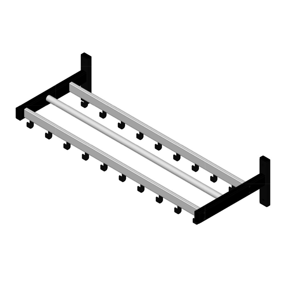 Número de imagen del producto 3: Perchero de pared, atornillable, 19 ganchos, gris, negro