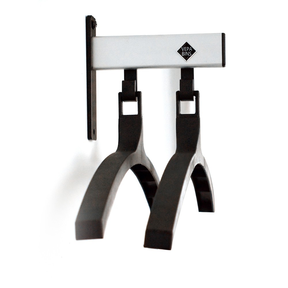 Imagen del producto: Perchero de pared, atornillable, 2 ganchos, incluye 2 perchas, gris, negro