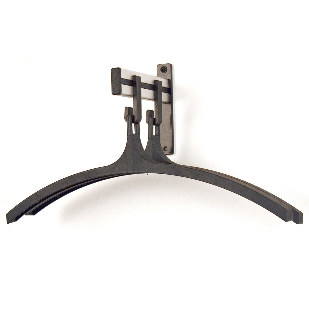 Número de imagen del producto 3: Perchero de pared, atornillable, 2 ganchos, incluye 2 perchas, gris, negro