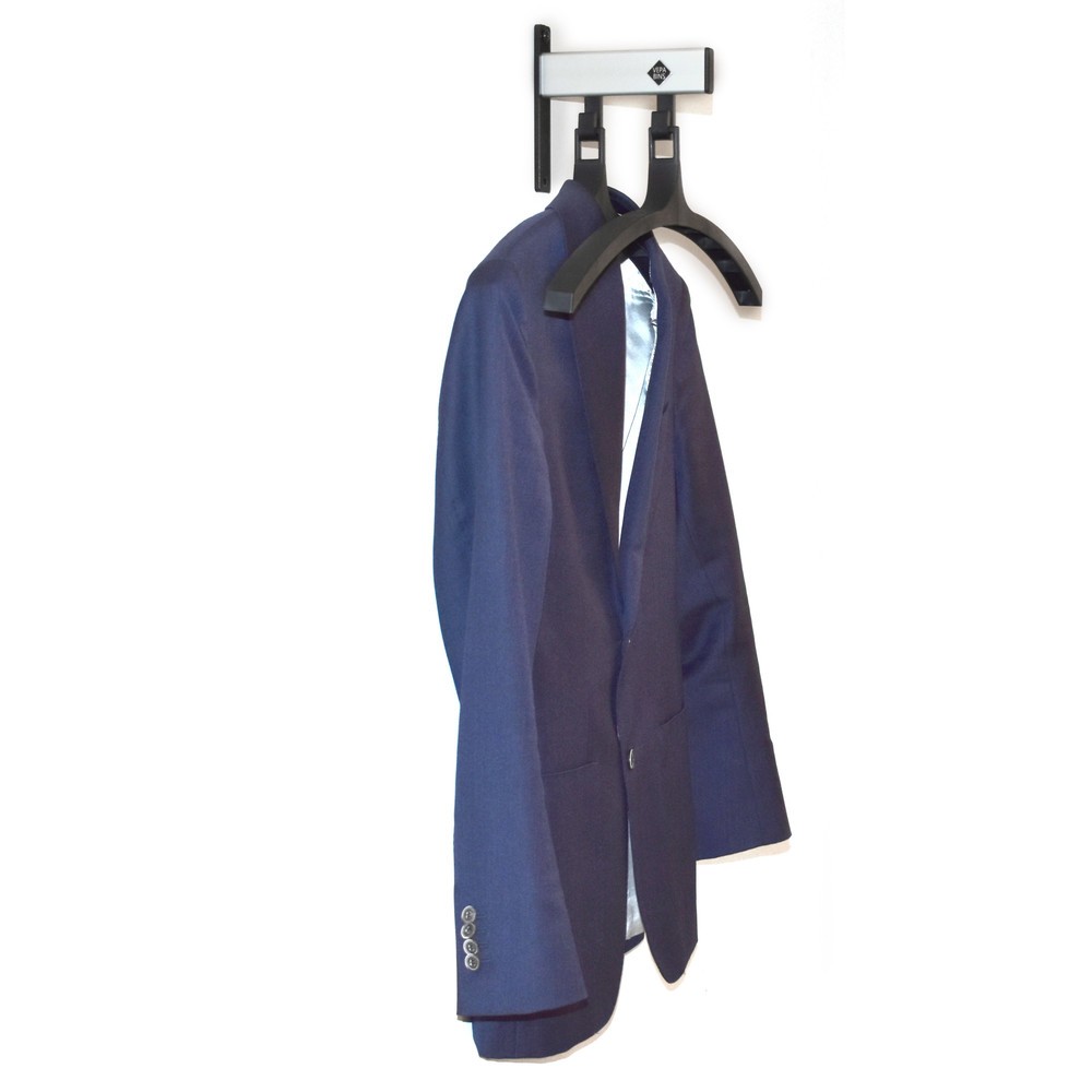 Número de imagen del producto 6: Perchero de pared, atornillable, 2 ganchos, incluye 2 perchas, gris, negro