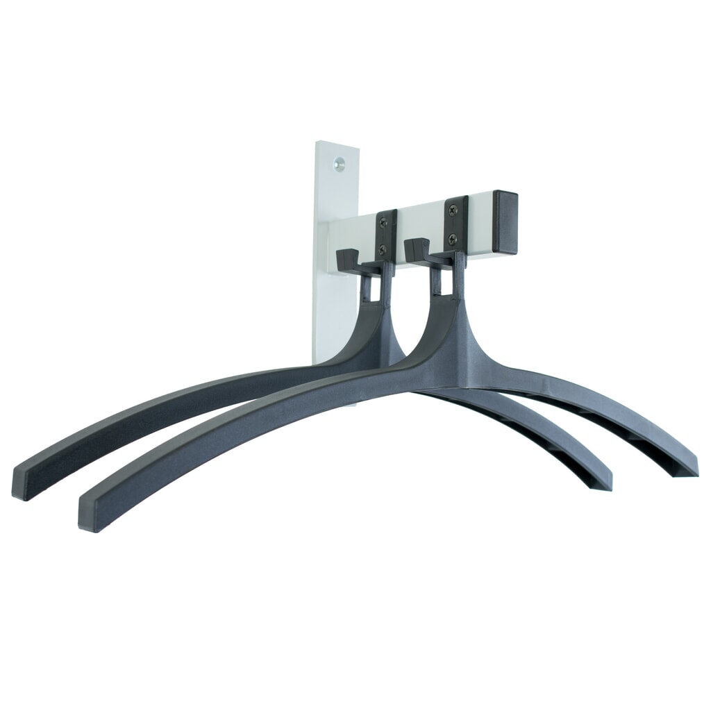 Perchero de pared HIQ , atornillable, negro, gris aluminio, 2 ganchos, incluye 2 perchas Imagen del producto: Perchero de pared HIQ , atornillable, negro, gris aluminio, 2 ganchos, incluye 2 perchas