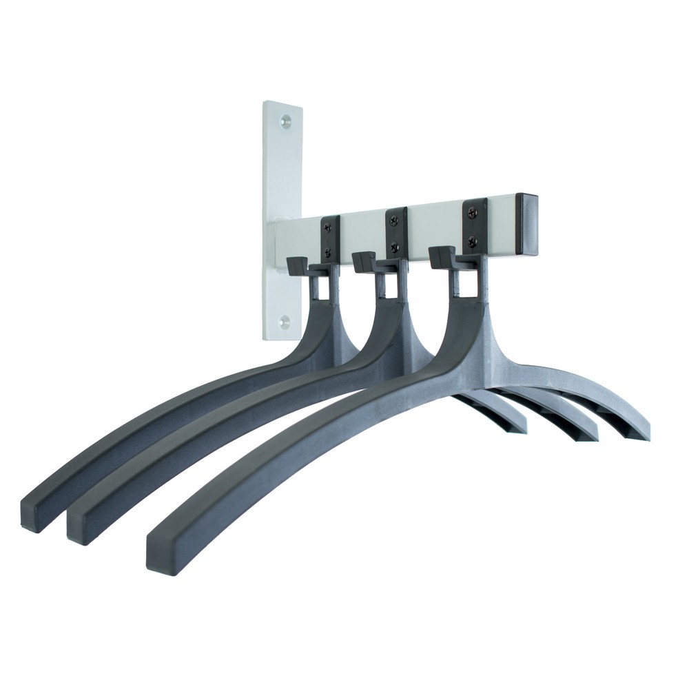 Número de imagen del producto 1: Perchero de pared HIQ , atornillable, negro, gris aluminio, 3 ganchos, incluye 3 perchas