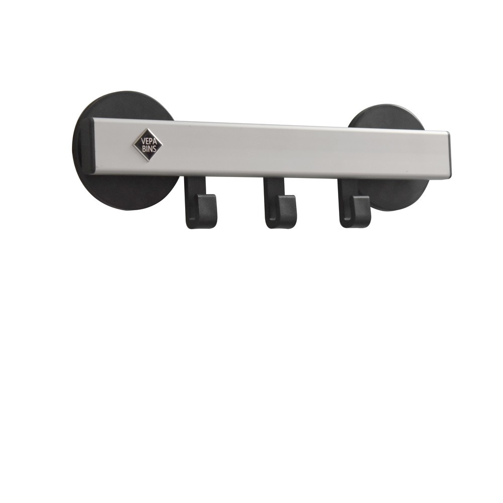 Imagen del producto: Perchero de pared, magnético, 3 ganchos, gris, negro