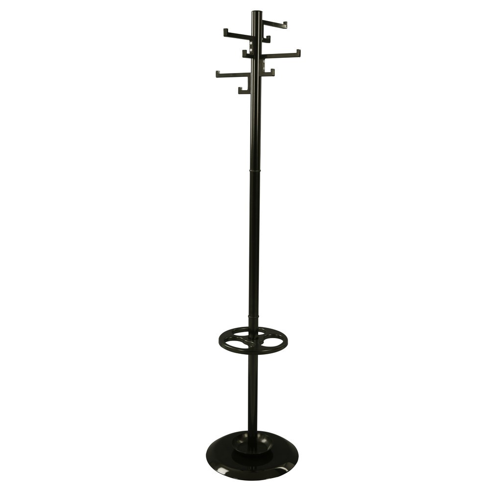 Imagen del producto: Perchero de pie de porcelana, 4 ganchos dobles, negro