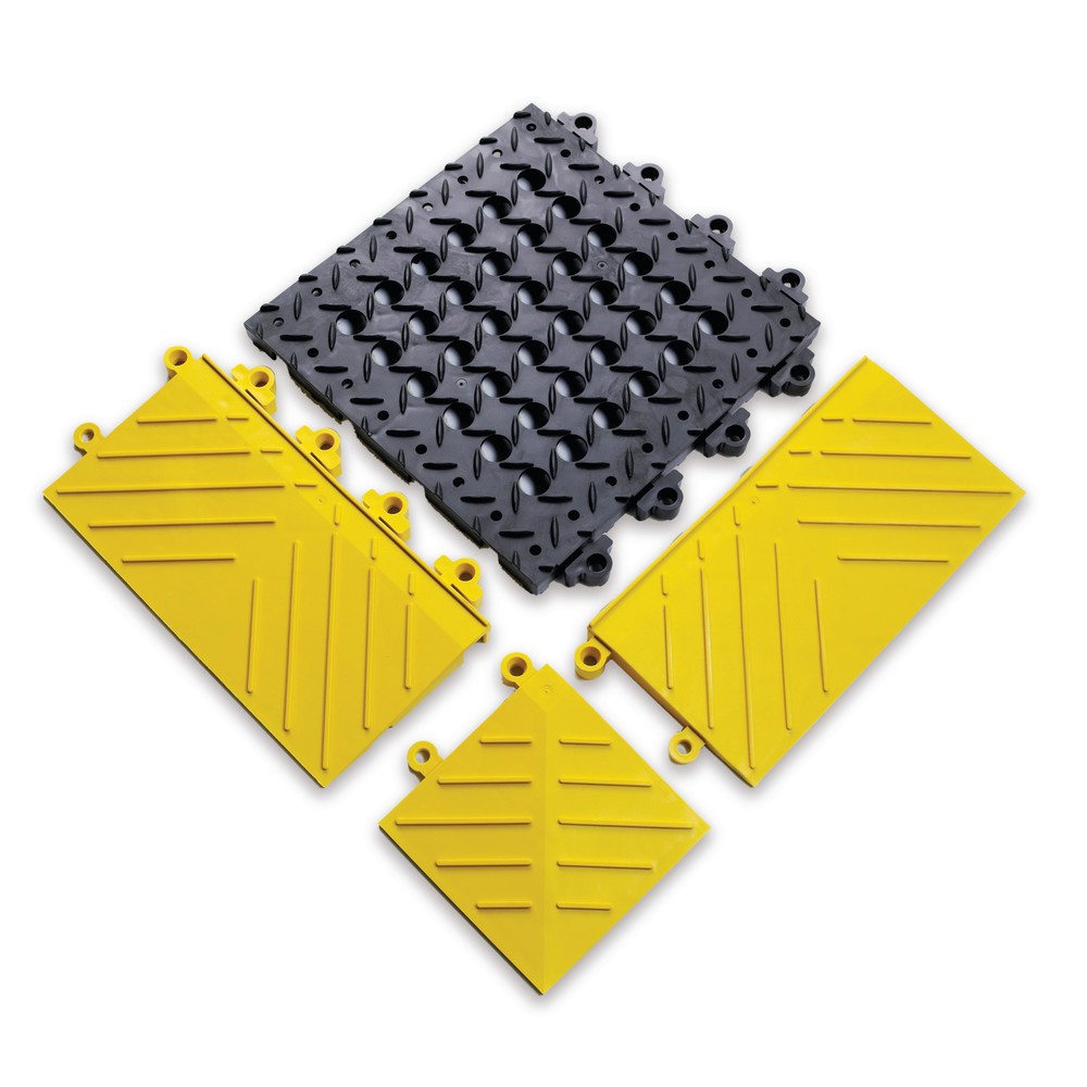 Imagen del producto: Esquina para placas de suelo con sistema de encajado, PVC, perforada, An x F 305 x 305 mm negra